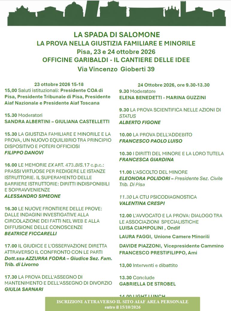 LA SPADA DI SALOMONE LA PROVA NELLA GIUSTIZIA FAMILIARE E MINORILE